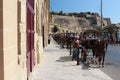 Carriages queue on Valletta harbor street
