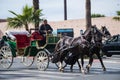 Carriages on the streets of Marrakesh.