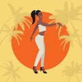 Carribean, latin or african american woman dancing salsa, bachata, merengue, cha-cha, mambo or aother dance.