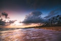 Carribean vacation, beautiful sunrise over tropical beach Royalty Free Stock Photo
