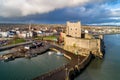 Carrickfergus, Northern Ireland. Castle, harbor and town