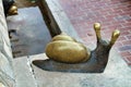 Fountain with decorative metal snails in Carricola square