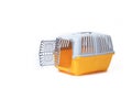 Carrier for cats and small dogs isolated on a white background. safe transportation of animals, article about the transportation Royalty Free Stock Photo