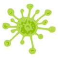 The carrier of the green virus virus. A hand-drawn microbe of a round shape with the texture of tentacle rays from dots in a flat