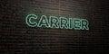 CARRIER -Realistic Neon Sign on Brick Wall background - 3D rendered royalty free stock image