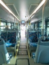 Carris bus cabin in Lisbon with few passengers. Royalty Free Stock Photo