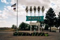 Sign for the Sands Motel and RV park in small town New Mexico