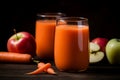 Carrot apple smoothie glass. Generate Ai