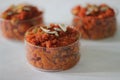 Carrot based sweet dessert pudding from the Indian subcontinent. Made with grated carrots, milk, sugar and cardamom. Also known as Royalty Free Stock Photo