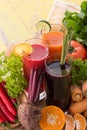 Carrot, Beet and Red Chili pepper mix juice Royalty Free Stock Photo