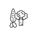 Carrot and broccoli vegetables line icon