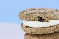 Carrot Cake Cookies Sandwiches over Blue Royalty Free Stock Photo