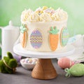 Carrot cake with frosting for Easter