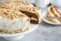 Carrot cake with cream cheese frosting and nuts Royalty Free Stock Photo