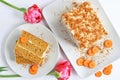 Carrot cake dessert top view Royalty Free Stock Photo