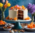 Carrot Cake for Easter Festival Celebration. Generative Ai. Ai