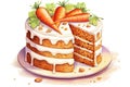 Carrot Cake illustration - made with Generative AI tools Royalty Free Stock Photo