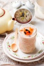 Carrot Cake Overnight Oats in to the jar Royalty Free Stock Photo