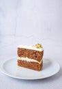 Carrot cake slices on plates Royalty Free Stock Photo