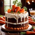 Carrot Cake , traditional popular sweet dessert cake