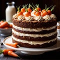 Carrot Cake , traditional popular sweet dessert cake