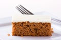 Carrot Cake on white plate. Sallow depth of field Royalty Free Stock Photo