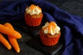 carrot cakes in close-up on a dark background Royalty Free Stock Photo