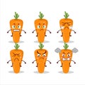 Carrot cartoon character with various angry expressions
