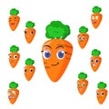 Carrot cartoon with many expressions