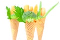 Carrot, celery, broccoli in a waffle cone Royalty Free Stock Photo