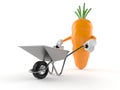 Carrot character carrying wheelbarrow