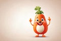 Carrot character with happy face showing thumbs up on a light background