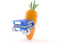 Carrot character holding folders