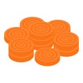 Carrot circle slices icon, isometric style