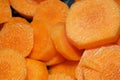 Carrot cleaned and sliced ready to cook. Royalty Free Stock Photo