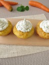 Carrot cupcake with herb cream cheese Royalty Free Stock Photo