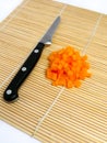 Carrot cut in small cubes Royalty Free Stock Photo
