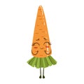 Carrot Cute Anime Humanized Smiling Cartoon Vegetable Food Character Emoji Vector Illustration