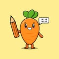 Carrot cute cartoon clever student with pencil Royalty Free Stock Photo