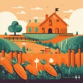 carrot farm scene illustration