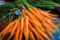 Carrot with Finnish flag on local food market in Finland