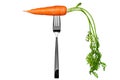 Carrot on a fork isolated on white Royalty Free Stock Photo