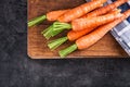 Carrot. Fresh Carrots bunch. Baby carrots. Raw fresh organic orange carrots. Healthy vegan vegetable food Royalty Free Stock Photo