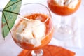 Carrot fresh cocktail with ice-cream