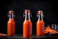 Carrot juice bottles. Generate Ai