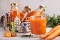 Carrot juice. Fresh organic raw vegetable detox beverage Royalty Free Stock Photo