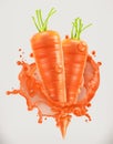 Carrot juice. Fresh vegetable, vector icon