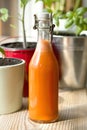 Carrot Juice in Glass Bottle