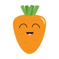 Carrot with leaves icon. Orange color. Vegetable collection. Fresh farm healthy food. Smiling face. Cute cartoon character. Educat