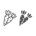 Carrot line and glyph icon, easter and vegetable, root sign, vector graphics, a linear pattern on a white background